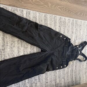 Aerie Charcoal Denim Overalls
